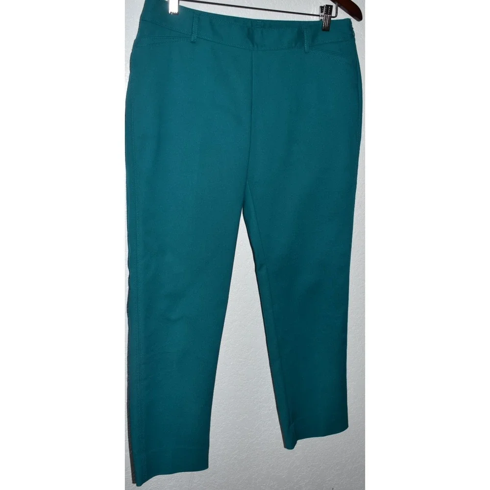 White House Black Market Perfect Form Slim Ankle Pants Size 8 Teal Blue Stretch - Picture 12 of 16